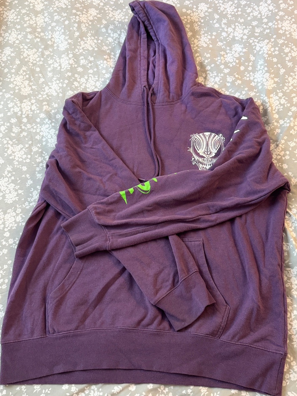 Spiderman Purple Pullover Hoodie with Green Sleeve Print